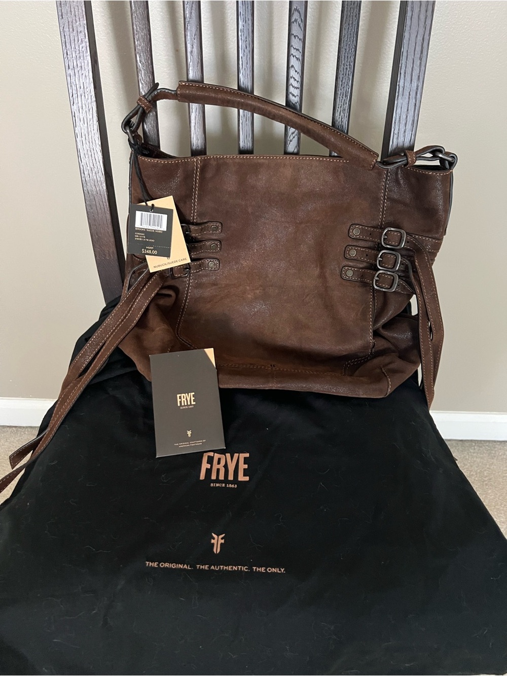 Frye Brooke Brown Suede Shoulder hobo